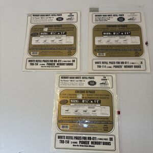 Pioneer 8 1/2 X 11” Memory Book Refill Pages 5 Pack RW-85 (Lot of 3) White New